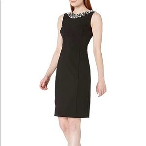 Calvin Klein Sheath Dress with Pearl Neck